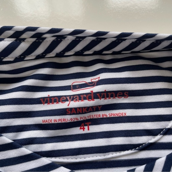 Vineyard Vines Little Girls Striped Navy White Asymmetric Sankaty Dress Size 4T - Picture 5 of 5